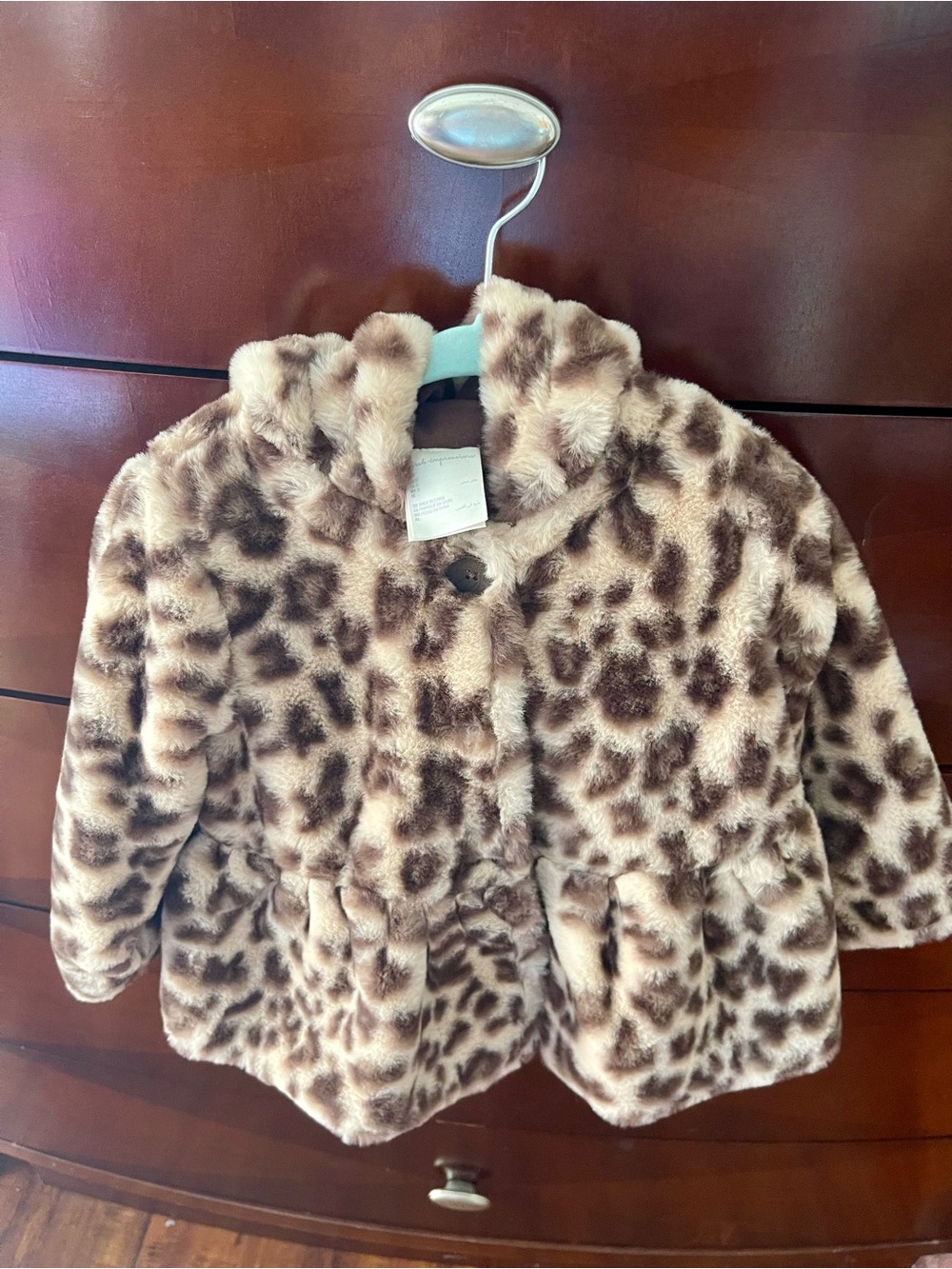 Toddler Faux Fur Leopard Print Jacket - Brown